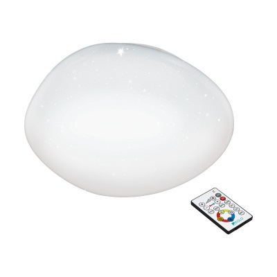 EGLO Sileras Plafoniera LED Ø 45 cm 21 W in Acciaio Bianco con Telecomando, Luminosità fino a 2800 lumen e Temperatura Colore Regolabile