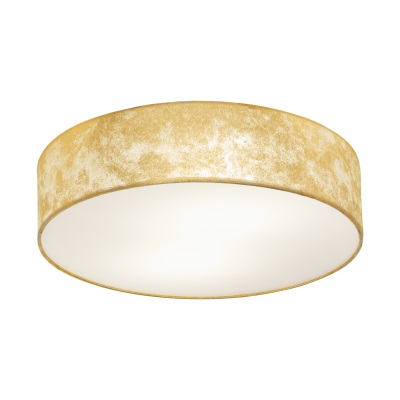 EGLO Viserbella Plafoniera in Acciaio e Tessuto Champagne e Oro, E27, Diametro 38 cm, Design Vintage