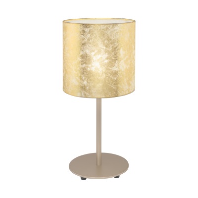 EGLO Lampada da Tavolo Viserbella in Tessuto Foglia Oro, E27 60 W, Diametro 18 cm, Altezza 40 cm