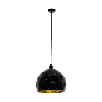 Eglo Roccaforte Lampadario a Sospensione 1 Luce in Metallo Nero e Oro, Attacco E27, Diametro 30 cm