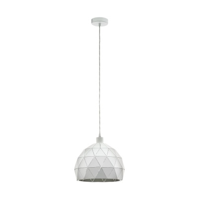 Eglo Roccaforte Lampada a Sospensione 1 Luce E27 Ø30cm Acciaio Bianco con Interno Oro