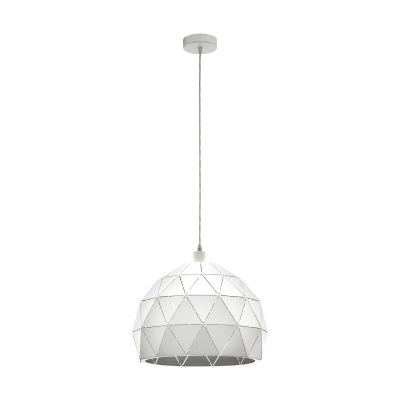 EGLO Roccaforte Lampadario a Sospensione Ø 40 cm, 1 Luce, Attacco E27, Acciaio Bianco