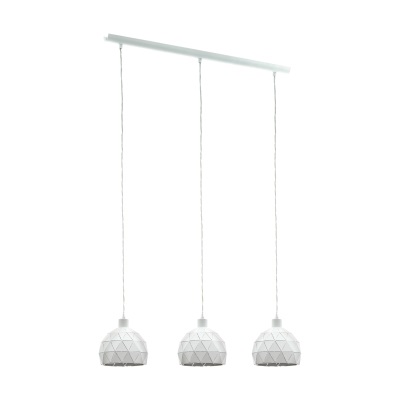 Eglo Roccaforte Lampada a Sospensione in Acciaio Bianco, 3 Luci E14, Stile Contemporaneo e Vintage