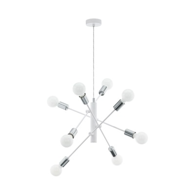 EGLO Gradoli Lampada a Sospensione in Acciaio, 60 W, E27, Design Minimalista e Moderno, Ø71cm, 8 Punti Luce