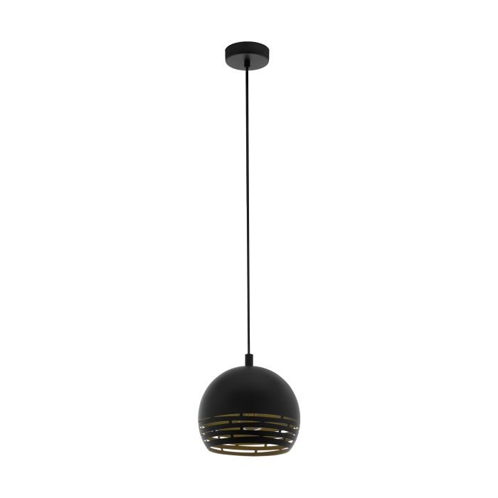 Eglo Lampada a Sospensione Camastra - 1 Luce, Acciaio Nero e Oro, Dimmerabile, Ø 22,5 cm