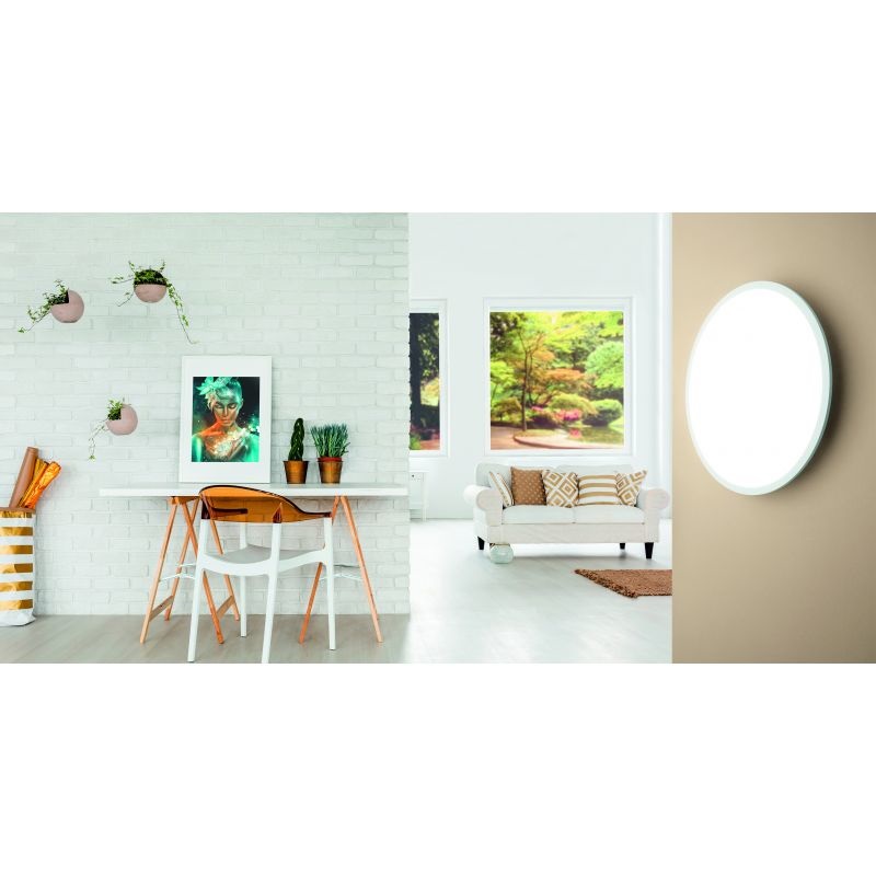 Eglo Lampada da Soffitto LED Integrato Ø 45 cm, Bianco, Telecomando Incluso