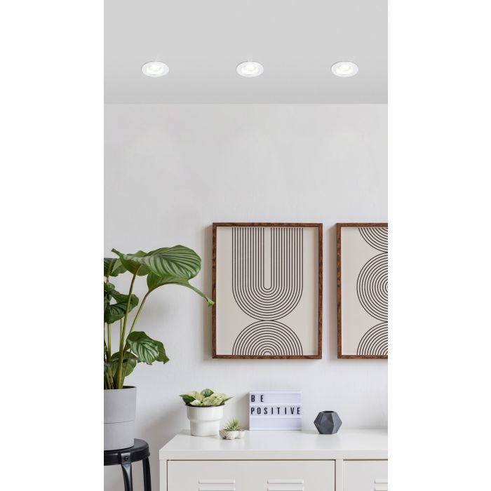Eglo Faretto LED da Incasso Salabate, Dimmerabile, Alluminio Bianco, Luce Calda 3000K, 380 lm, Ø 8,8 cm