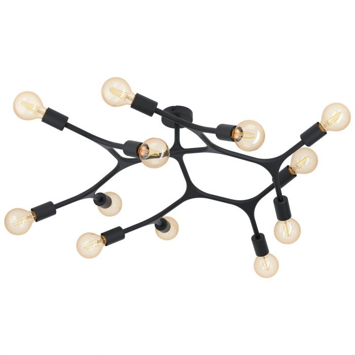 EGLO Bocadella Plafoniera Industriale 12 Luci E27 in Acciaio Nero