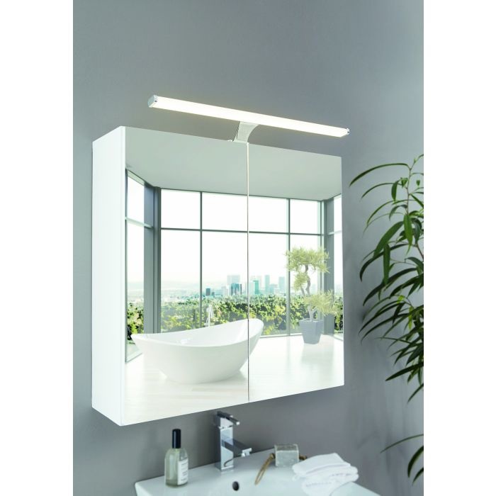 Eglo VINCHIO Lampada da Specchio LED 10 W 1500 lm in Acciaio Cromato e Plastica Bianca, IP44