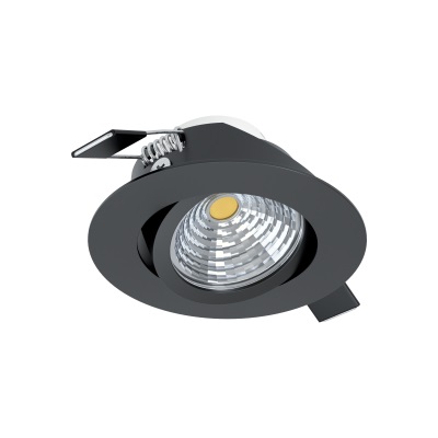 Eglo Faretto Ad Incasso Saliceto in Alluminio Nero, LED Integrato 6W 2700K, Dimmerabile e Orientabile