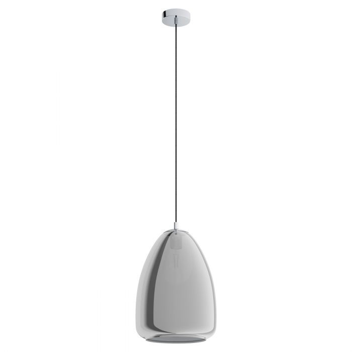 Eglo Alobrase Lampada a Sospensione in Metallo Cromato e Vetro Fumo, E27, Ø 30 cm, Design Moderno per Sala da Pranzo