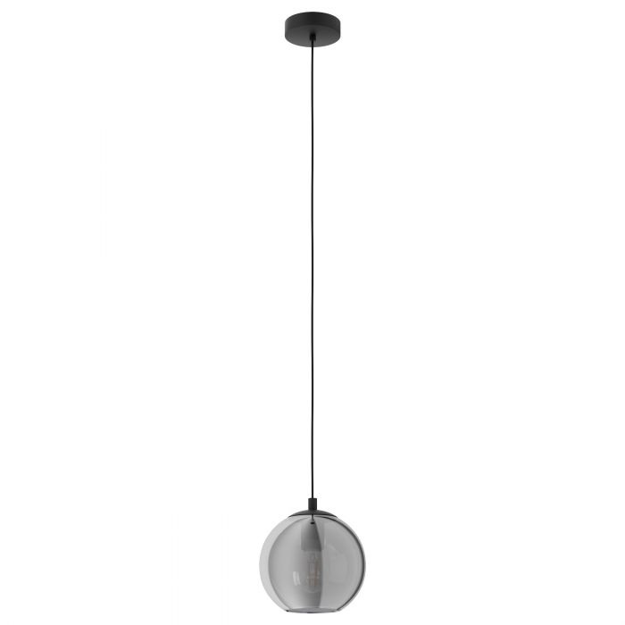 EGLO Ariscani Lampada a Sospensione E27 in Metallo Nero e Vetro Fumo Ø 20 cm per Sala da Pranzo
