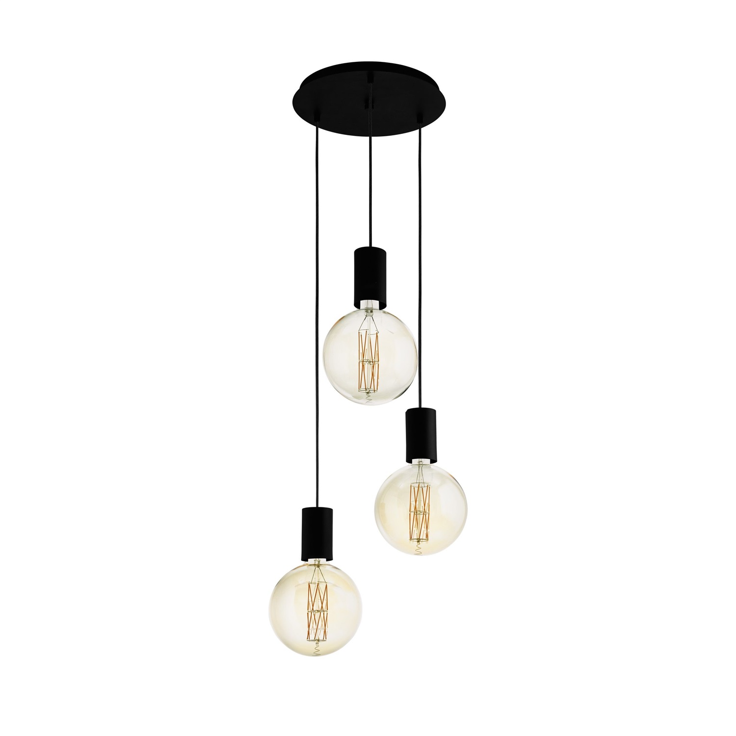 Eglo Lampada a Sospensione Pozueta E27 Tripla in Acciaio Nero Ø34cm Dimmerabile