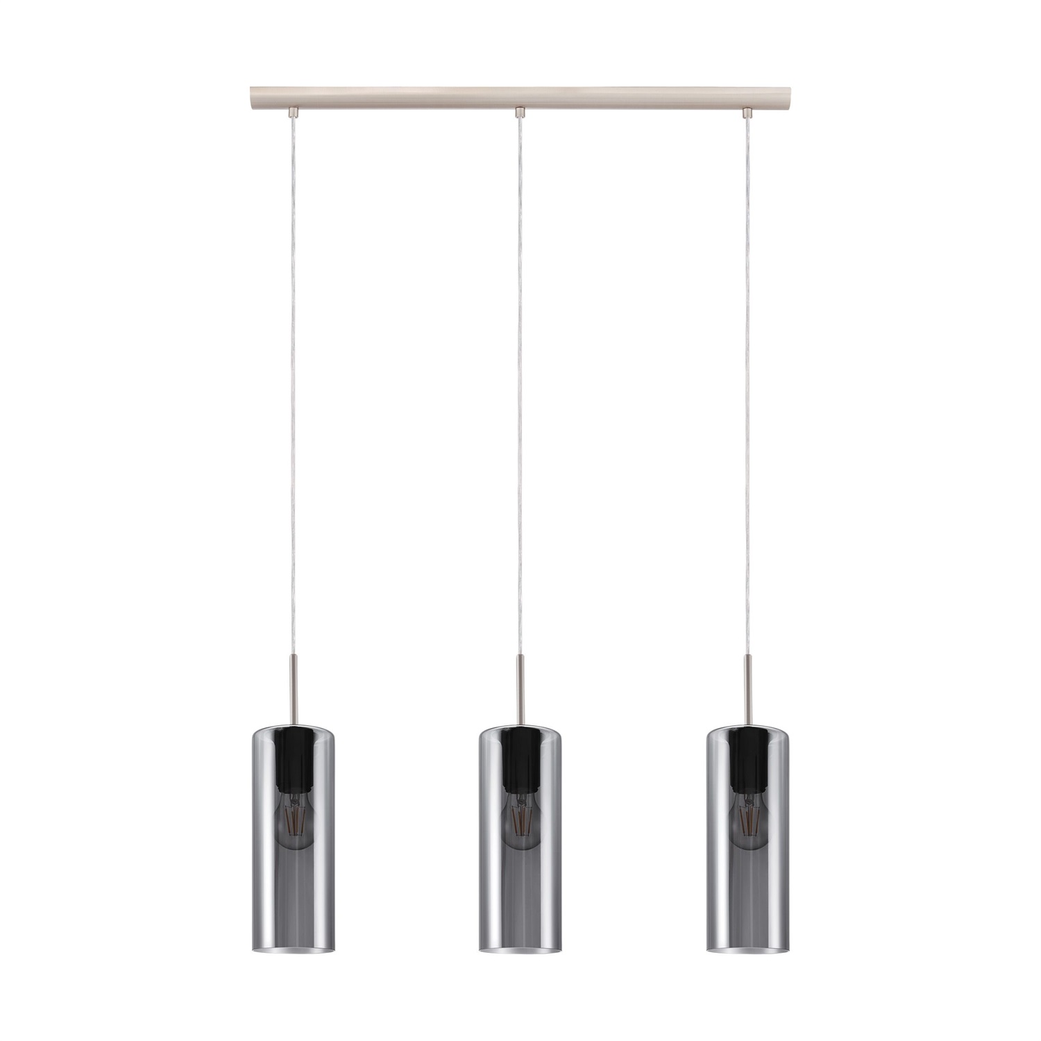 EGLO Selvino Lampada a Sospensione Nero e Trasparente 3x E27 Regolabile Nichel Opaco