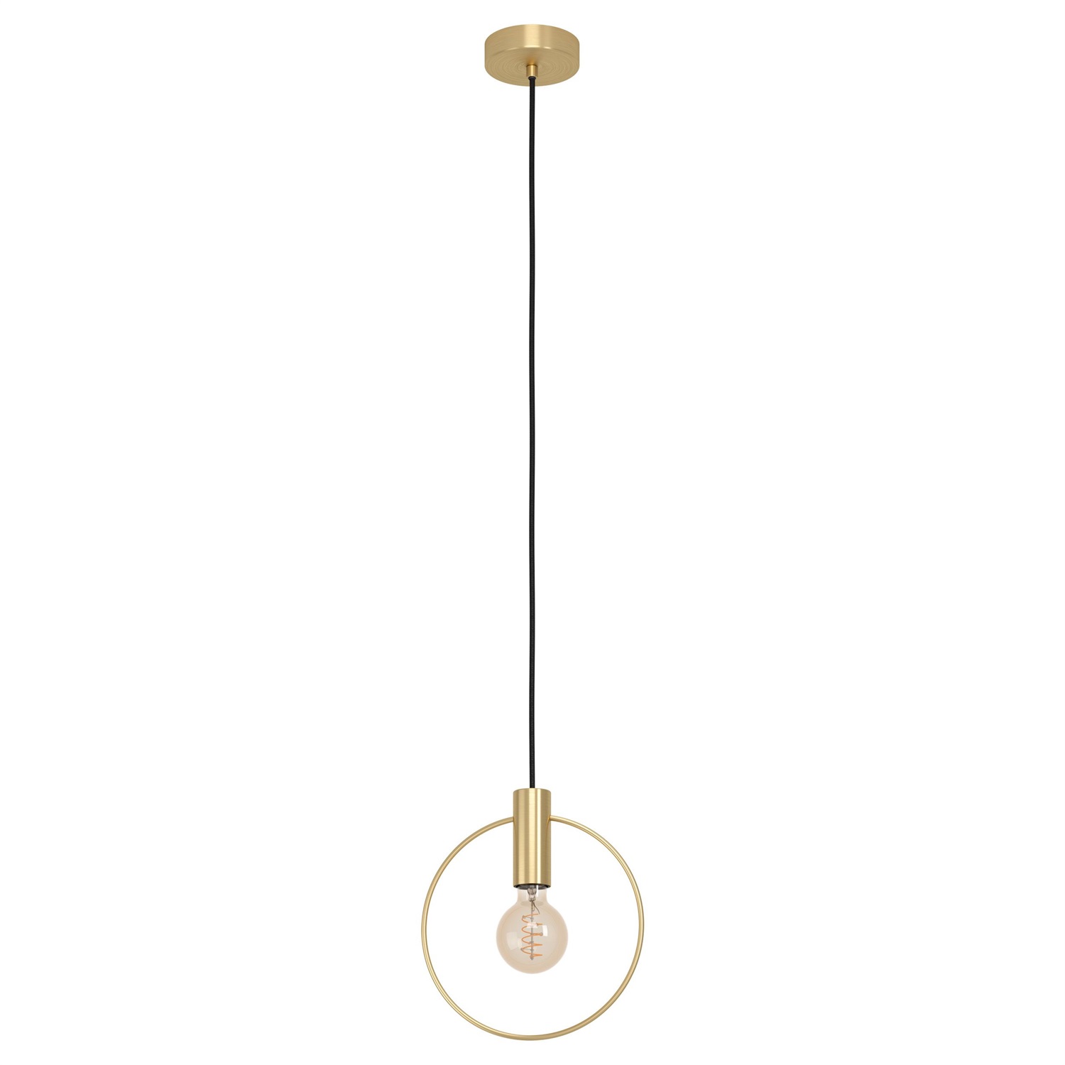 EGLO Manizales Lampada a Sospensione in Ottone Satinato, 1 Luce, Presa E27, Altezza 110 cm