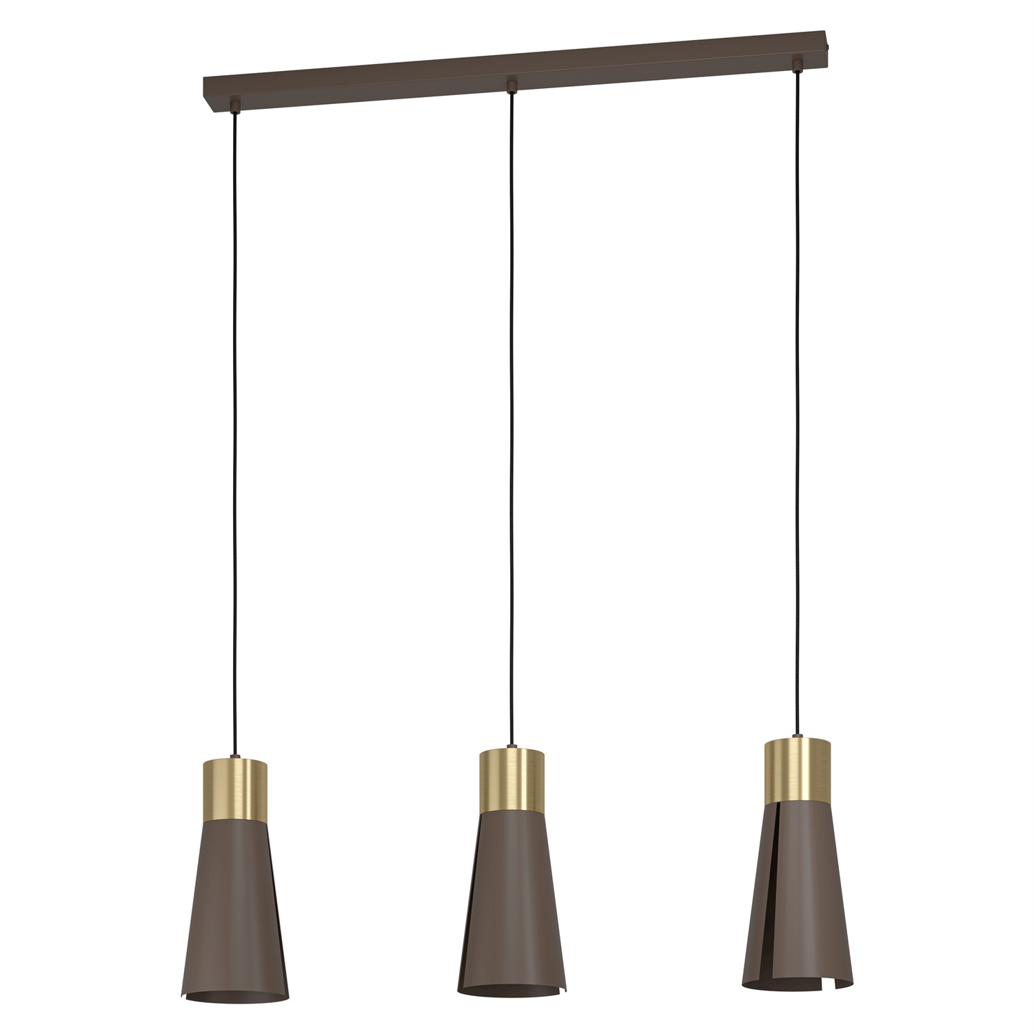 Eglo Losalomas Lampada a Sospensione 3 Luci GU10 in Metallo Moka e Ottone, Luce Bianco Caldo