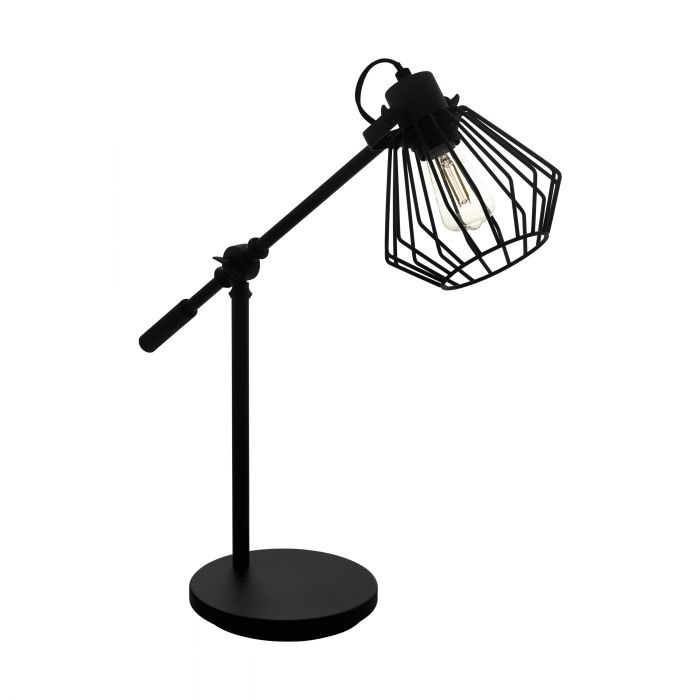 EGLO Tabillano 1 Lampada da Tavolo E27 1x40W in Acciaio Nero - Stile Vintage, Industriale, Retrò con Interruttore