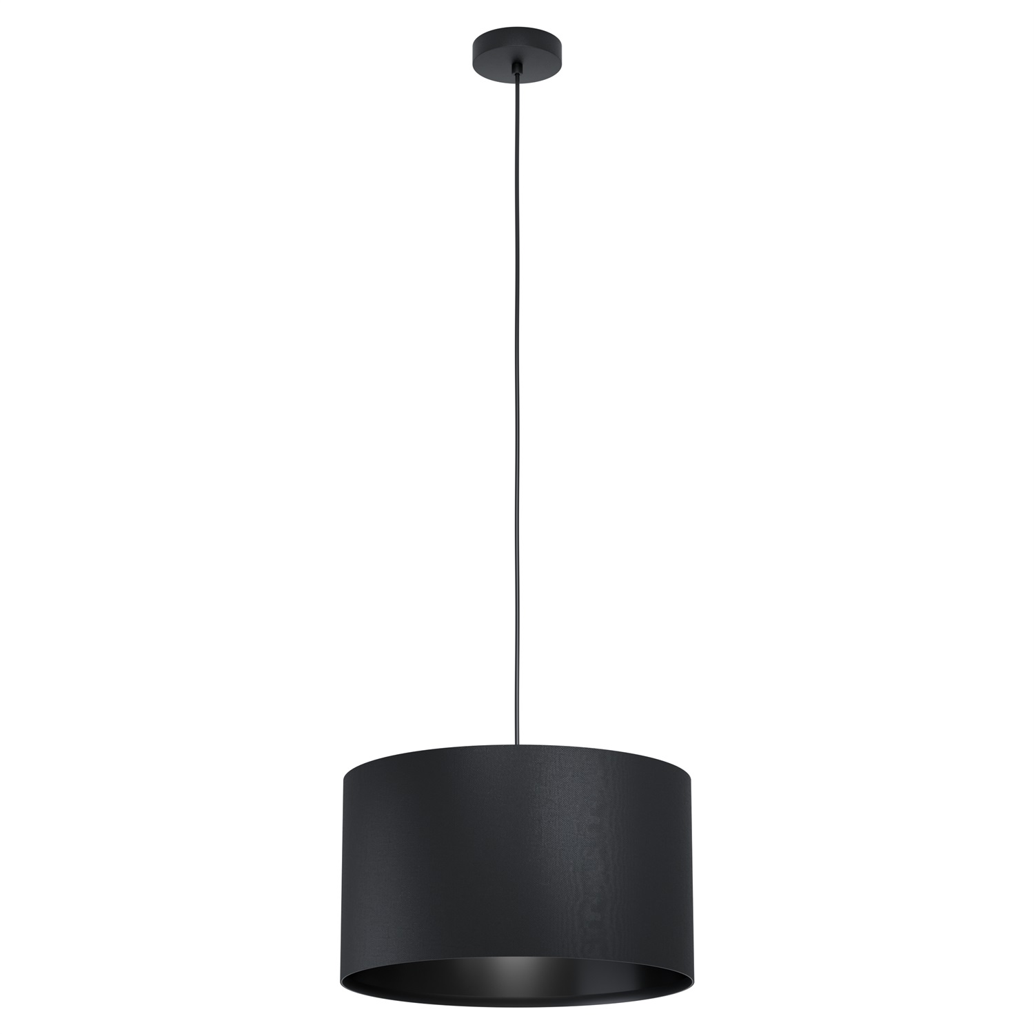 Eglo Maserlo 1 Lampadario a Sospensione in Legno Naturale e Acciaio Nero, E27, Design Industriale e Vintage