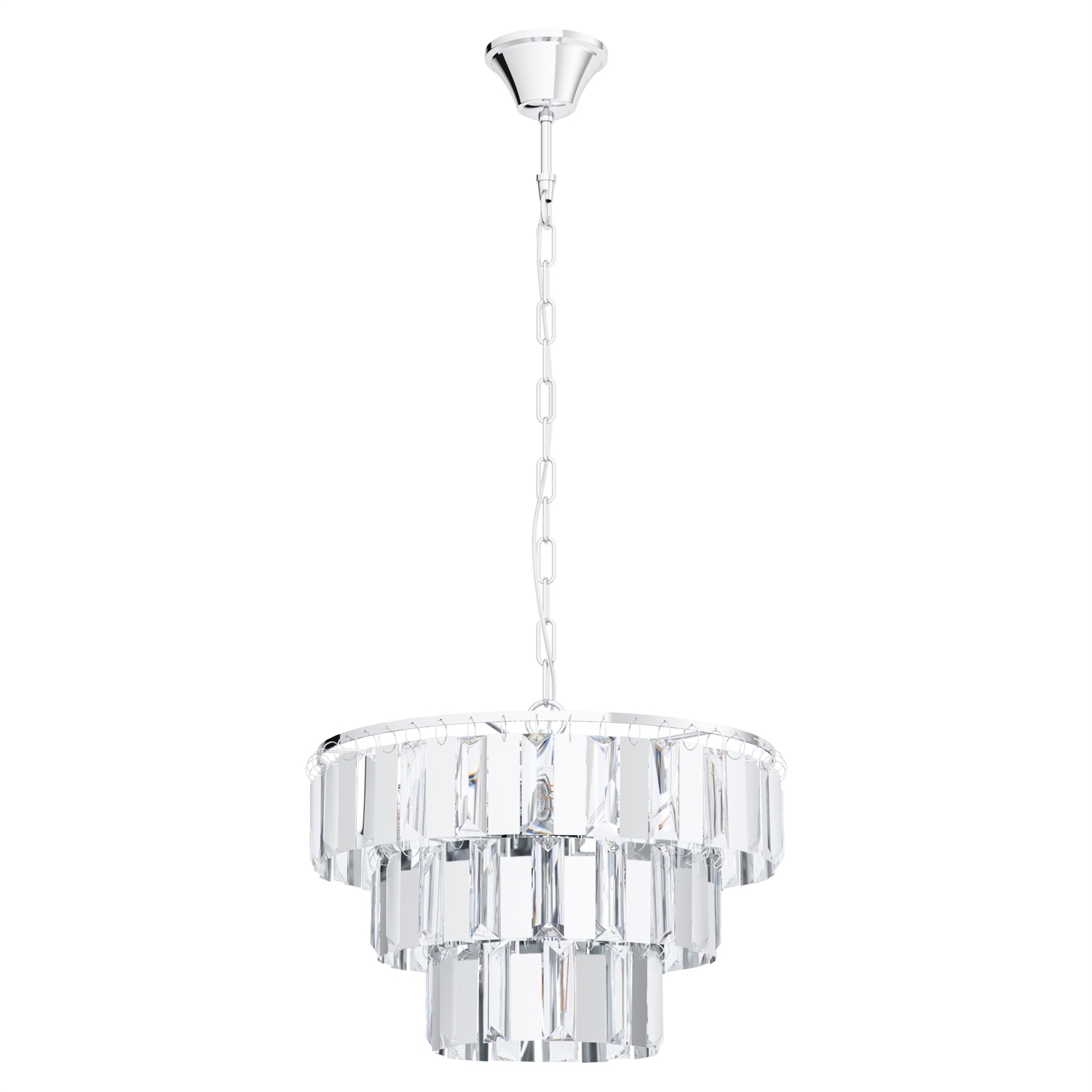 EGLO Erseka Lampadario a Sospensione Neoclassico in Acciaio Cromato con Paralume Trasparente E14 5x40W Ø38.5cm