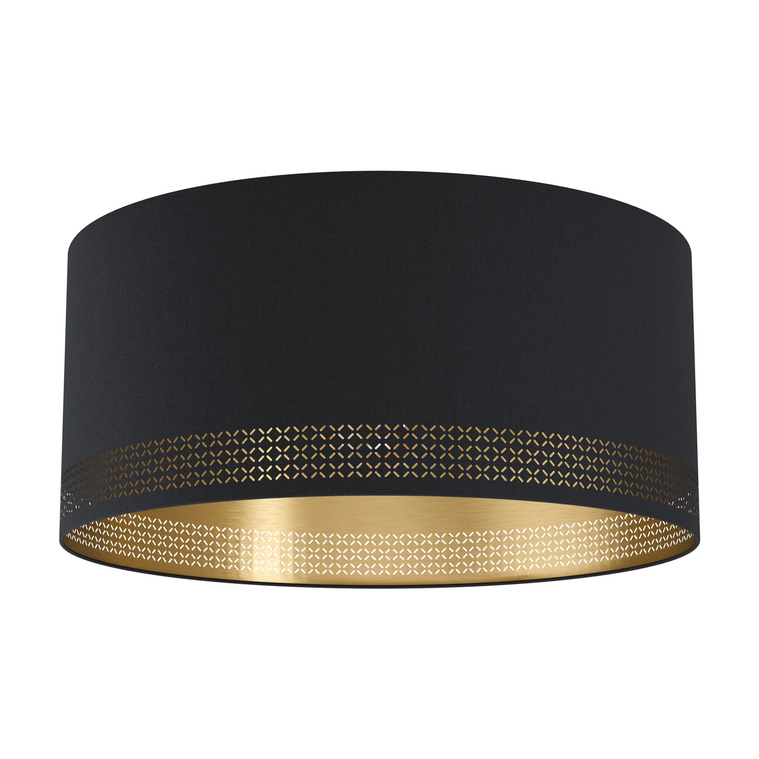 Eglo ESTEPERRA Lampada da Soffitto E27 40 W in Acciaio Nero con Paralumi in Tessuto Cappuccino e Interno in Oro