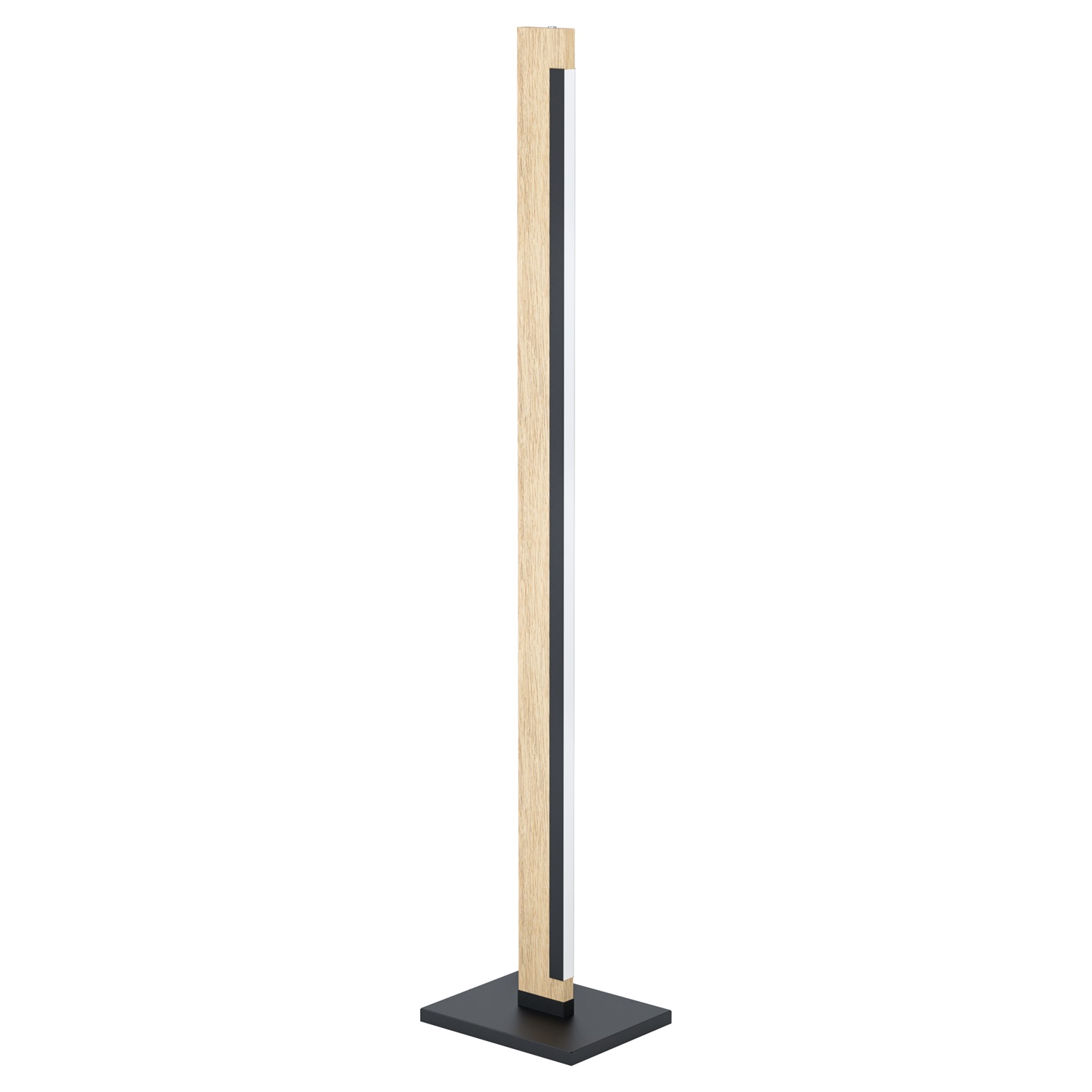 Eglo Camacho Lampada a Stelo LED Dimmerabile, Acciaio Nero e Legno Naturale, 2400 Lumen