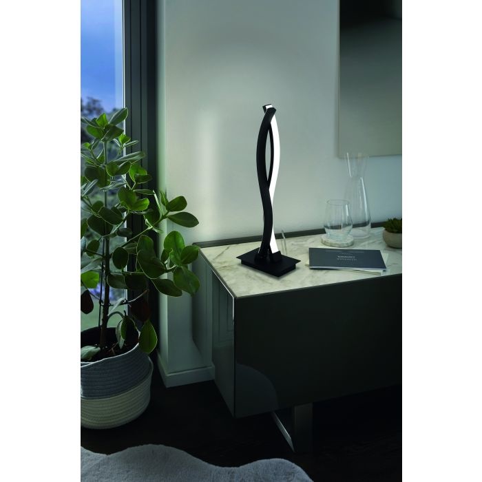 EGLO Lasana 3 Lampada da Tavolo LED 11,5W 1200lm Bianco Caldo 3000K con Interruttore - Design Moderno in Acciaio Nero e Plastica Bianca