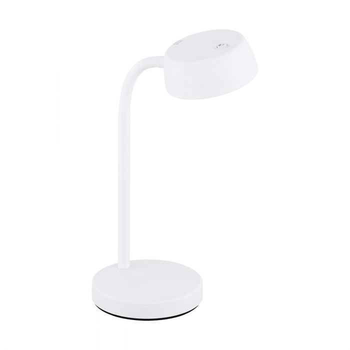 Eglo Lampada da Tavolo LED Cabales - 1 Luce, Plastica Bianca, Interruttore a Bilanciere, Luce Bianca Calda 3000K