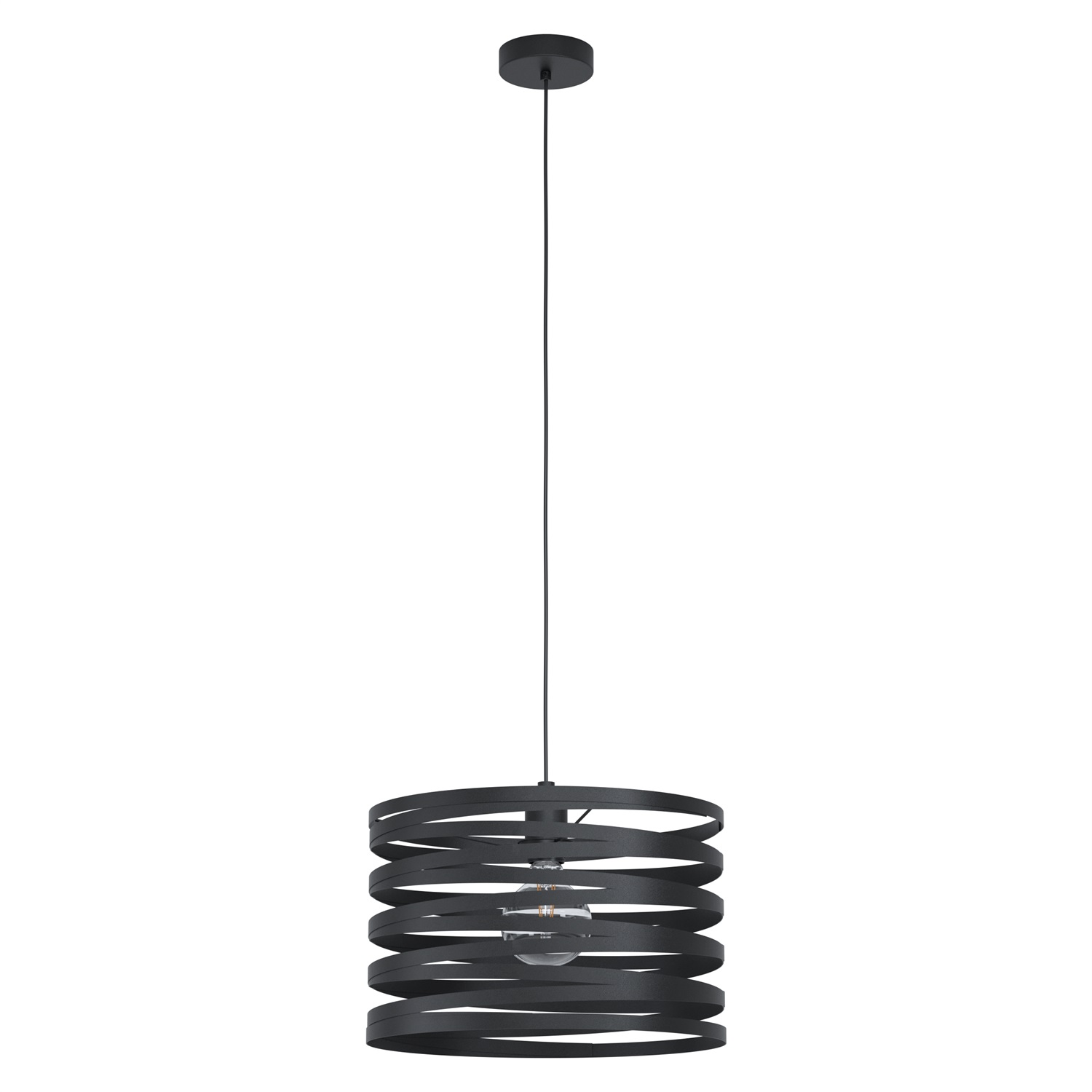 Eglo Cremella Lampada a Sospensione Vintage Industriale in Acciaio Nero Ø 37 cm con Portalampada E27, Dimmerabile e Sorgente Luminosa Inclusa
