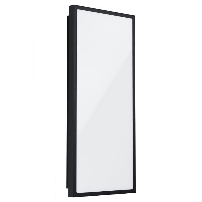 Eglo Casazza Lampada da Parete LED per Esterni in Acciaio Nero e Plastica Bianca, 18,5W/24W, IP44, Bianco Caldo, H 57 cm