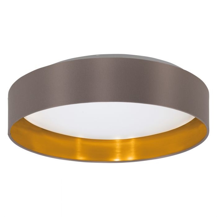 Eglo Maserlo 2 - Lampada da soffitto LED in tessuto oro e cappuccino, Ø 38 cm, 20W, illuminante bianco caldo