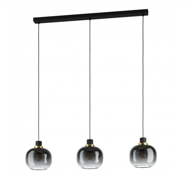 Eglo Oilella lampada a sospensione E27 3 luci dimmerabile Acciaio Nero e Vetro Grigio 95x19x110 cm