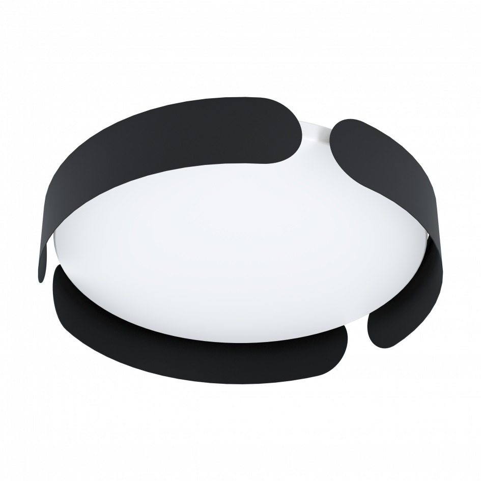 Eglo VALCASOTTO Plafoniera LED 20W Ø370mm Bianco e Nero, Design Minimalista per Soggiorno e Camera da Letto
