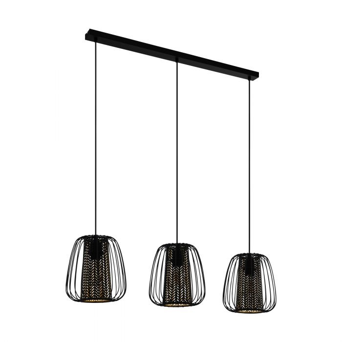 Eglo CURASAO Lampada a Sospensione Dimmerabile 3 Luci in Acciaio Nero E27