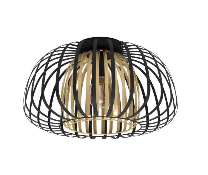 Eglo Plafoniera Encinitos Ø450mm in Metallo Nero e Ottone Spazzolato, Dimmerabile, E27
