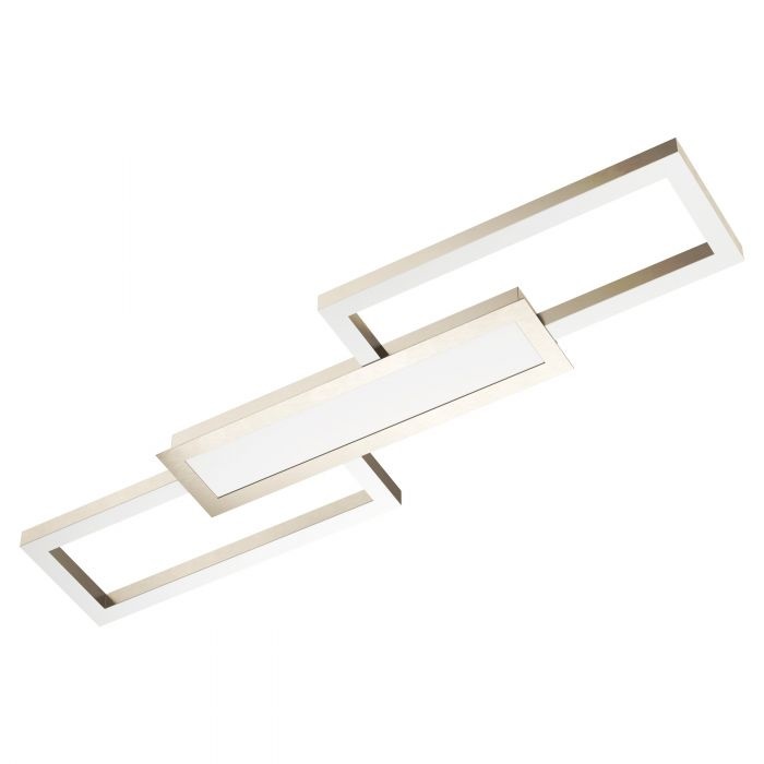 EGLO Monirote Plafoniera LED 37W Dimmerabile con Telecomando, 4450 Lumen, Finitura Nichel Opaco e Bianco, Design Minimalista