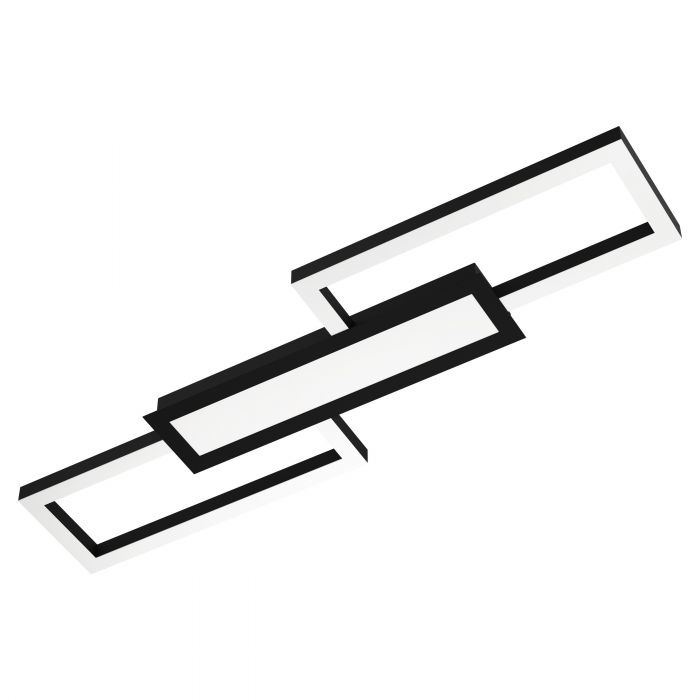 Eglo Monirote Lampada da Soffitto LED 37 W Dimmerabile con Telecomando, 4450 Lumen, Metallo Nero e Plastica Bianca, L 78 cm