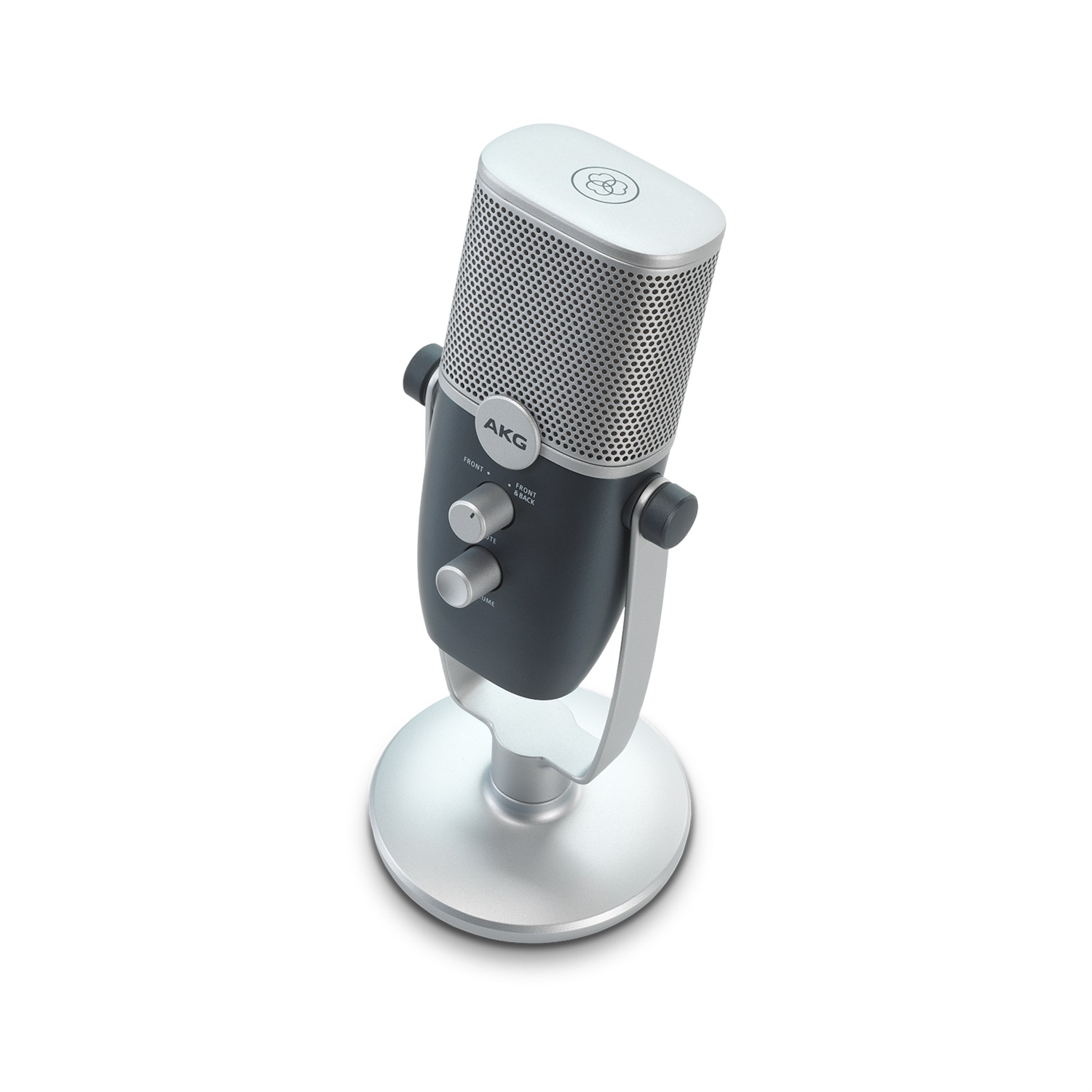 AKG Pro Audio Ara Microfono Professionale a Condensatore USB-C - Doppio Schema per Podcast, Video Blogging, Gaming e Streaming - Blu e Argento