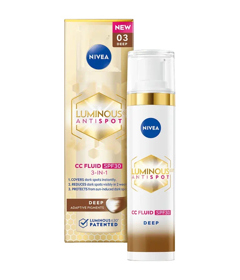 NIVEA Luminous 630 Antimacchia Fluido CC SPF30 40 ml - CC Cream Tripla Azione, Tonalità Scura