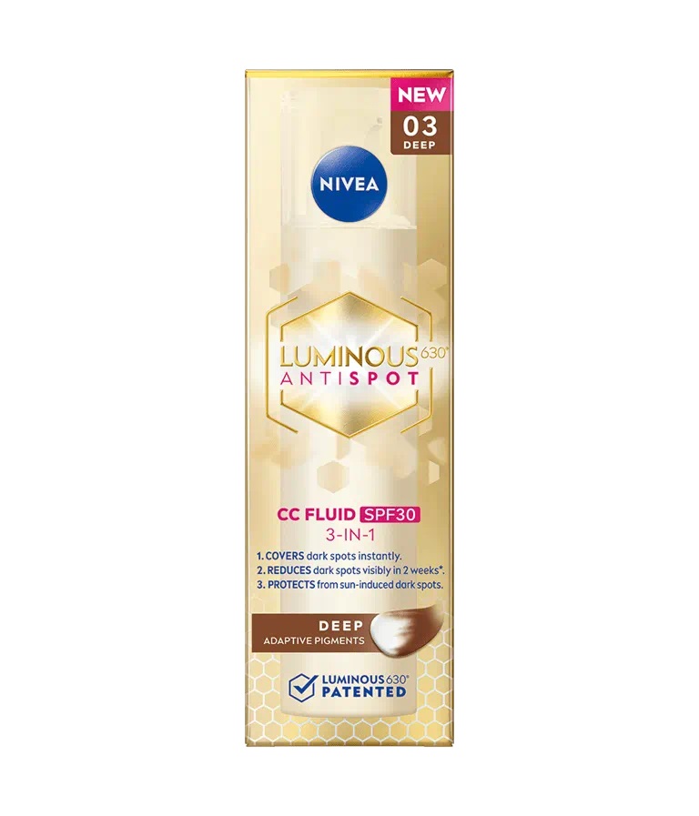 NIVEA Luminous 630 Antimacchia Fluido CC SPF30 40 ml - CC Cream Tripla Azione, Tonalità Scura