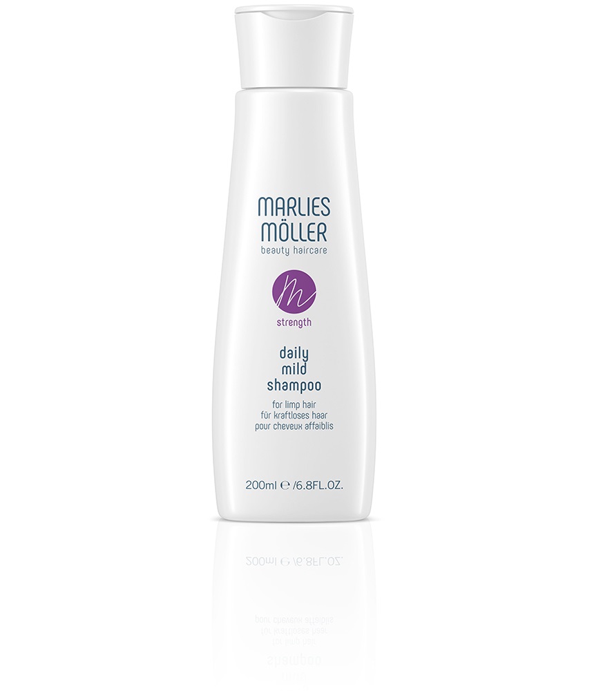 Marlies Möller Strength Daily Mild Shampoo 200 ml - Shampoo Delicato Quotidiano per Capelli Fini e Deboli, Senza Silicone, Pulizia Profonda e Lucentezza