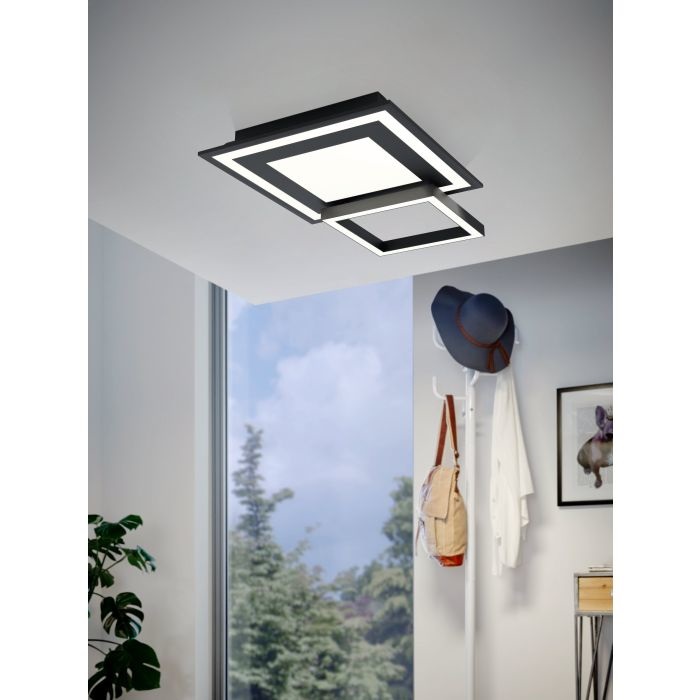 Eglo Savatarila-Z Plafoniera LED Smart Home Nero - Dimmerabile, Colore Luce Regolabile, Controllo Vocale e App