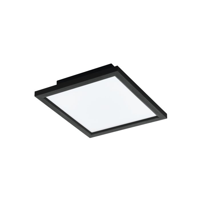 EGLO Salobrena-Z Lampada da Soffitto Smart Home LED 30x30 cm, Dimmerabile, Controllo Vocale, Colore Regolabile, Alluminio Nero