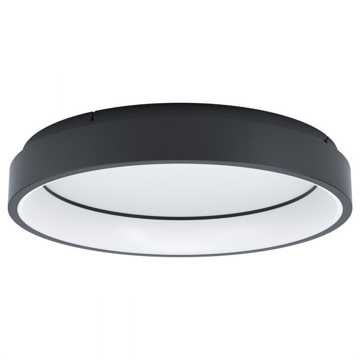 EGLO Marghera-Z Plafoniera LED Dimmerabile Smart Home Ø 60 cm con Controllo Vocale e App, Colore della Luce Regolabile, Nero