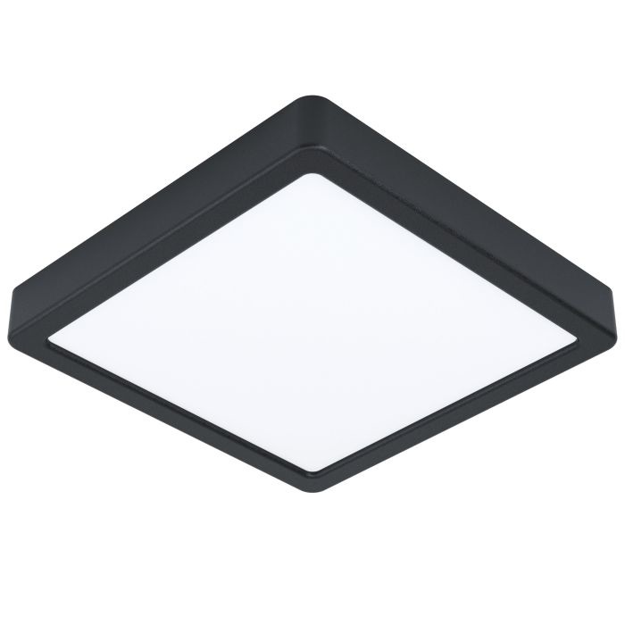 Eglo Fueva-Z Plafoniera LED SMART 21x21 cm Nera, Dimmerabile, Controllo Vocale, IP44