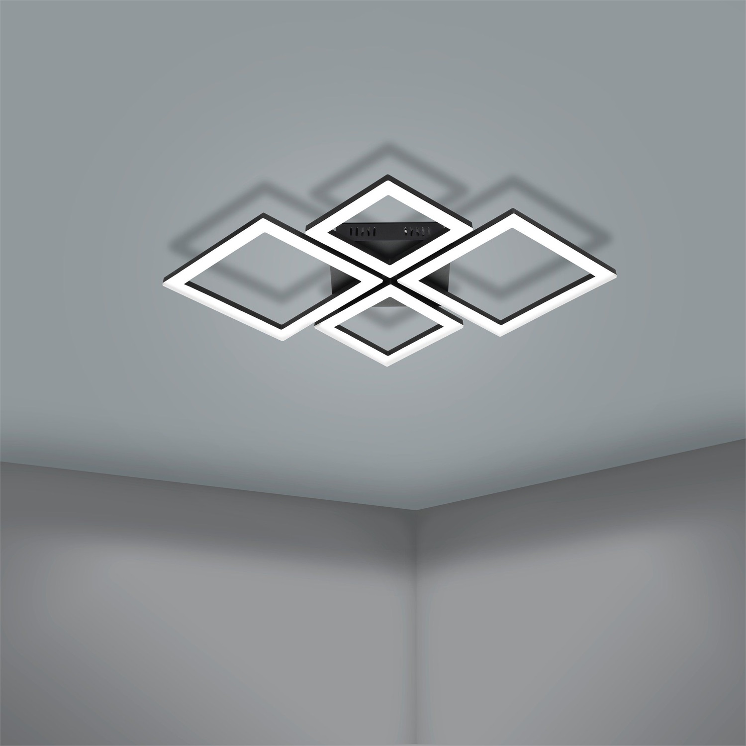 Eglo PARANDAY-Z Lampada a Soffitto LED 42 W, Smart Home ZigBee, Controllo Vocale Alexa, Colore Luce Regolabile, Dimmerabile, 47 x 43 cm, Bianco e Nero
