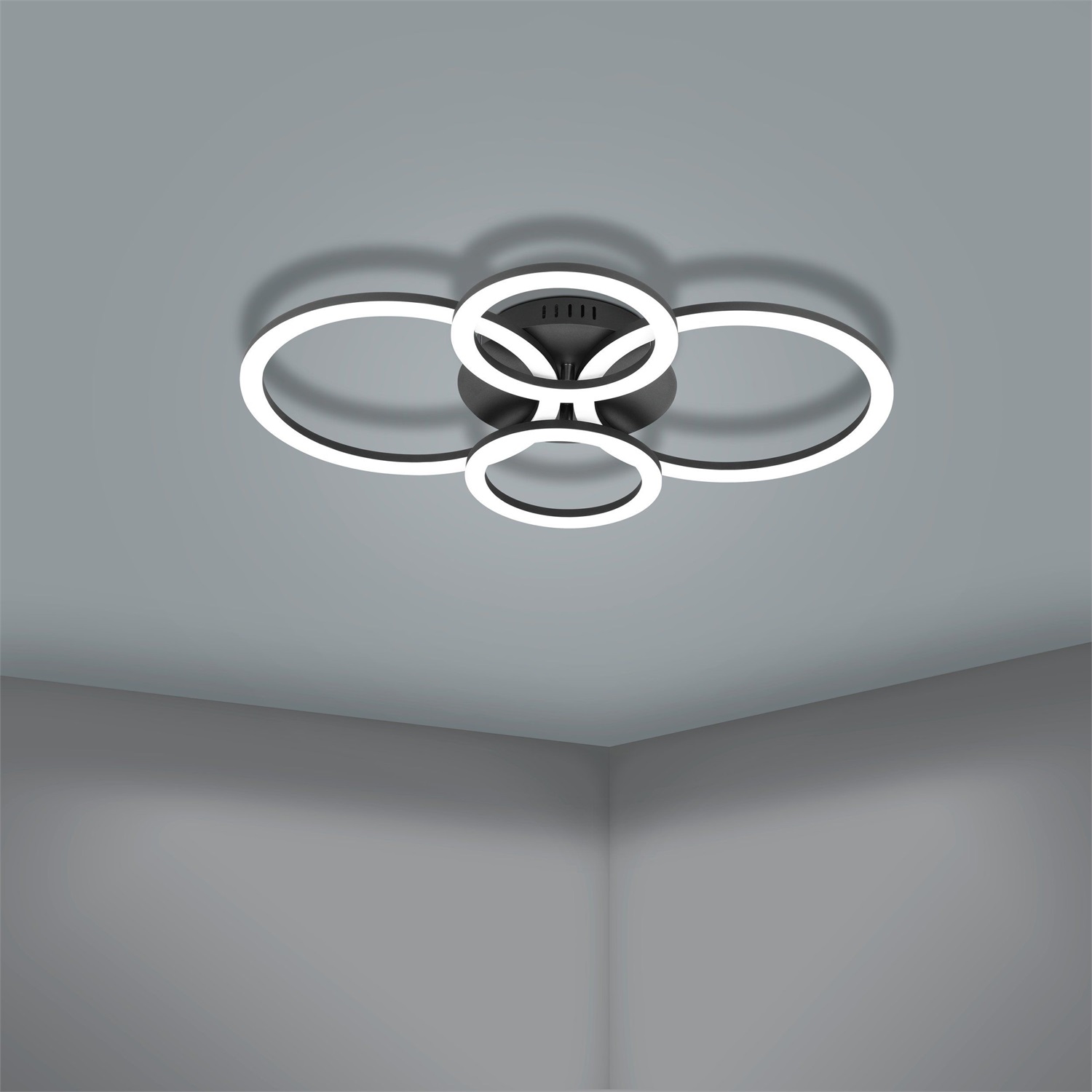 Eglo Paranday-Z Lampada a Soffitto LED 41 W, Smart-Home ZigBee, Controllo Vocale Alexa, Colore Luce Regolabile, Dimmerabile, 62 x 45 cm, Bianco e Nero