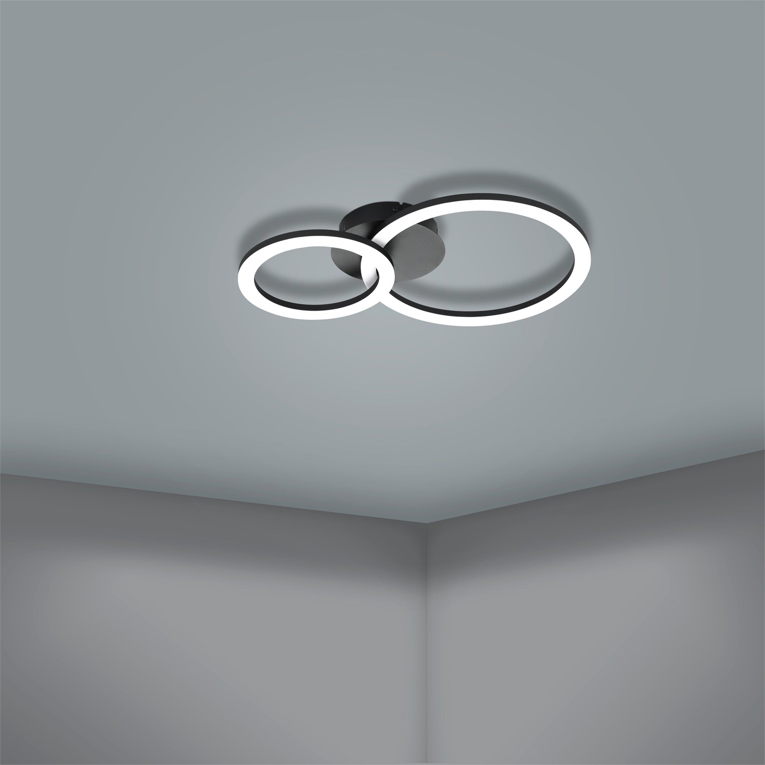 EGLO Paranday-Z Plafoniera LED 15W Smart-Home con ZigBee e Controllo Vocale Alexa, Colore Luce Regolabile, Dimensioni 45 x 30 cm, Nero e Bianco