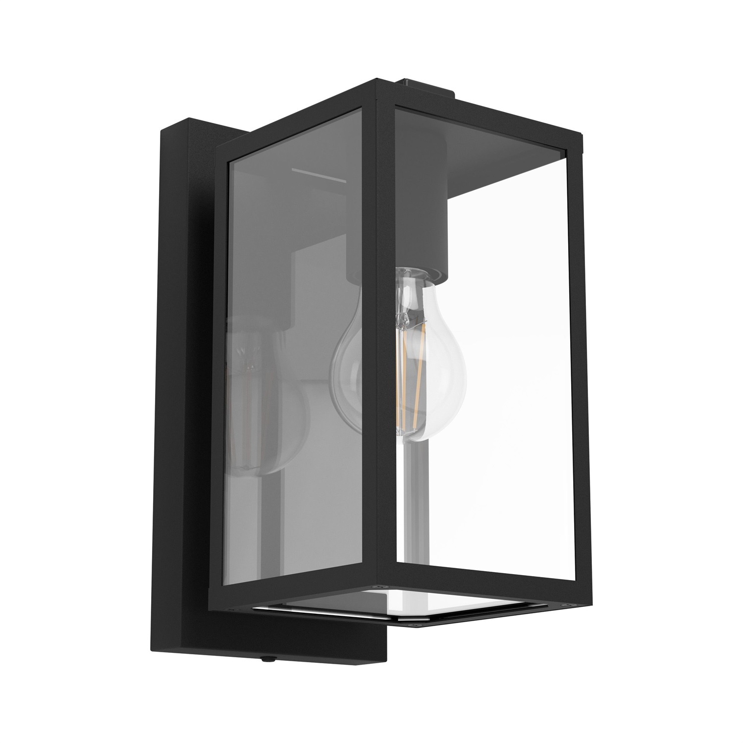 EGLO Budrone Lampada da Parete per Esterni in Metallo Nero e Vetro Trasparente, Attacco E27, IP44, Design Vintage