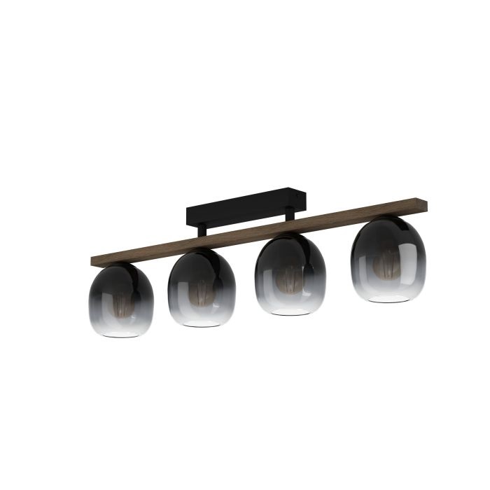 Eglo FILAGO Lampada a Soffitto Dimmabile in Vetro Trasparente Nero e Grigio, E27, 4x40W, 88 cm