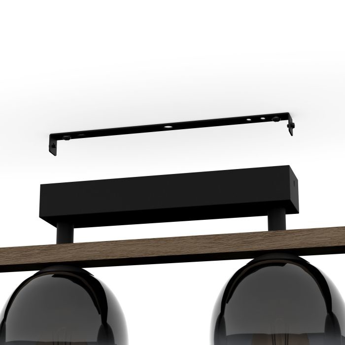 Eglo FILAGO Lampada a Soffitto Dimmabile in Vetro Trasparente Nero e Grigio, E27, 4x40W, 88 cm